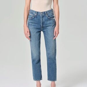 AGOLDE Women's Riley High-Rise Straight Crop Jeans in the Zephyr